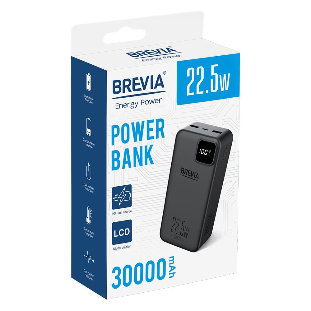 Повербанк (Power Bank) Brevia 30000mAh 22,5W Li-Pol, LCD - фото 8