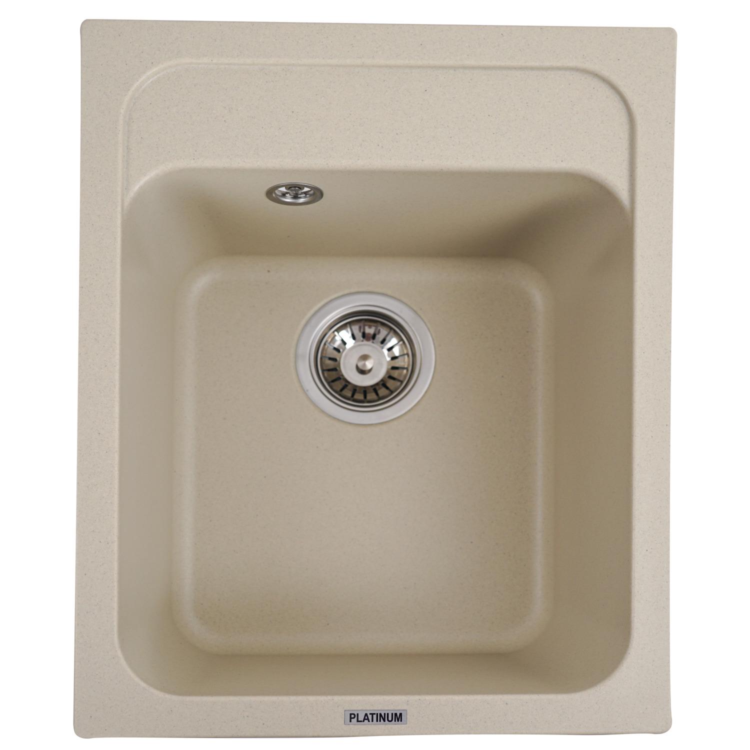 Мойка кухонная Platinum PLS-A27504 гранитная прямоугольная 398x497 мм Бежевый (151089)