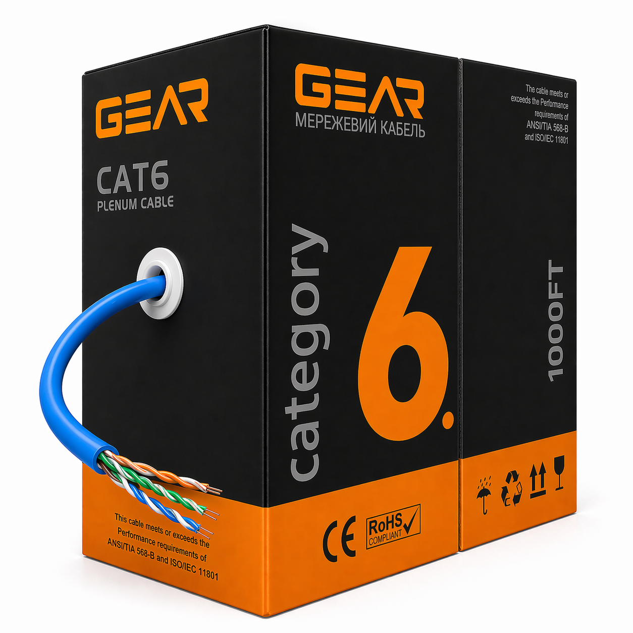 Витая пара внутренняя медь GEAR Cat6 FTP CU 305 м Синий
