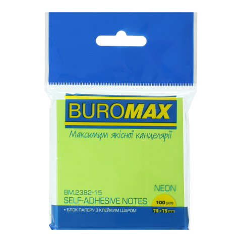 Папір для нотаток Buromax NEON 75х75 мм 100 аркушів (BM.2382-15) - фото 1