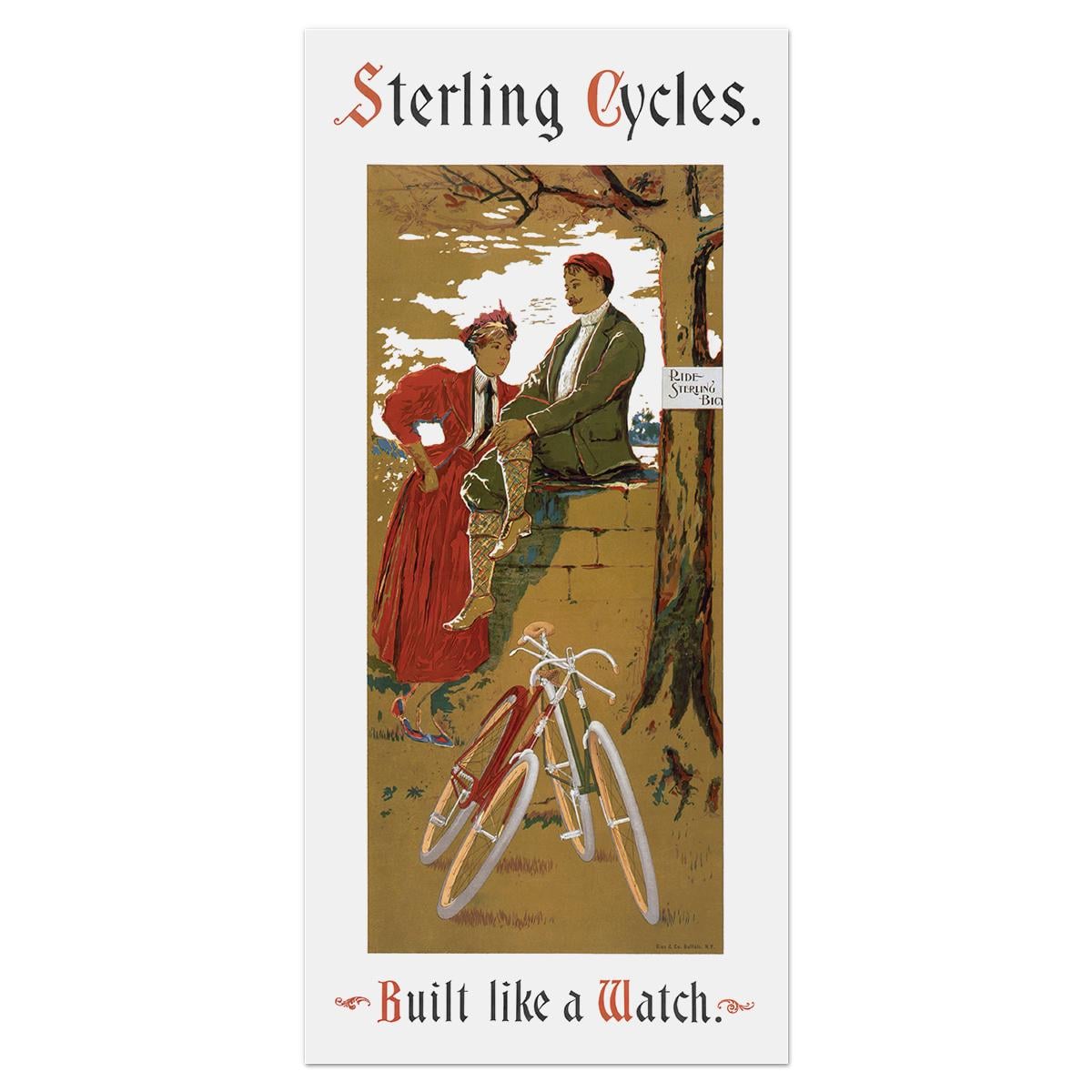 Плакат винтажный Sterling Cycles 1900 21x45 см (0069)