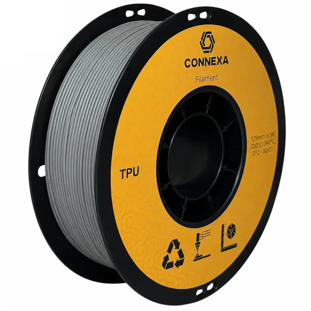 Пластик Connexa TPU 95A 1,75 мм 1 кг Серый (Con_TPU_Grey)