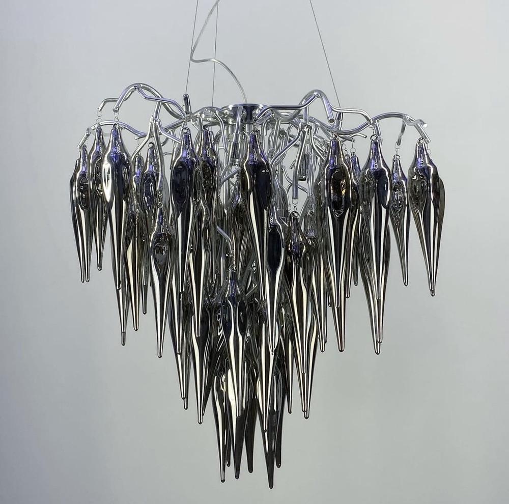 Люстра з підвісними об’ємними скляними елементами 80 см (Y 03 CH/GR) - фото 6 Люстра з підвісними об’ємними скляними елементами 80 см (Y 03 CH/GR) - фото 6