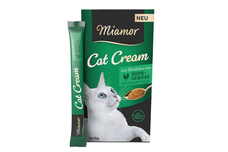 Лакомство для кошек Miamor Cat Cream Mit stuckchen Huhn gemuse с кусочками курицы и овощами 5 стиков 15 г (33318)