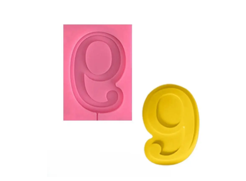 Молд силиконовый цифра 9 универсальный 90x68 мм Розовый (40777)