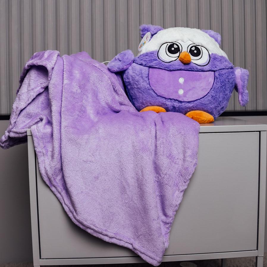 Плед/подушка детский Совы Обнимашки 100х150 см Аргил/Фиолетовый (87786)