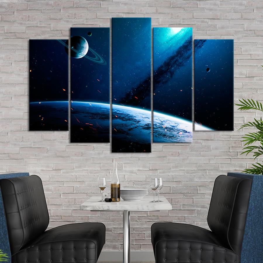 Картина на холсте Синий космос с планетами 137x85 см (V198-5_L) Картина на холсте Синий космос с планетами 137x85 см (V198-5_L)