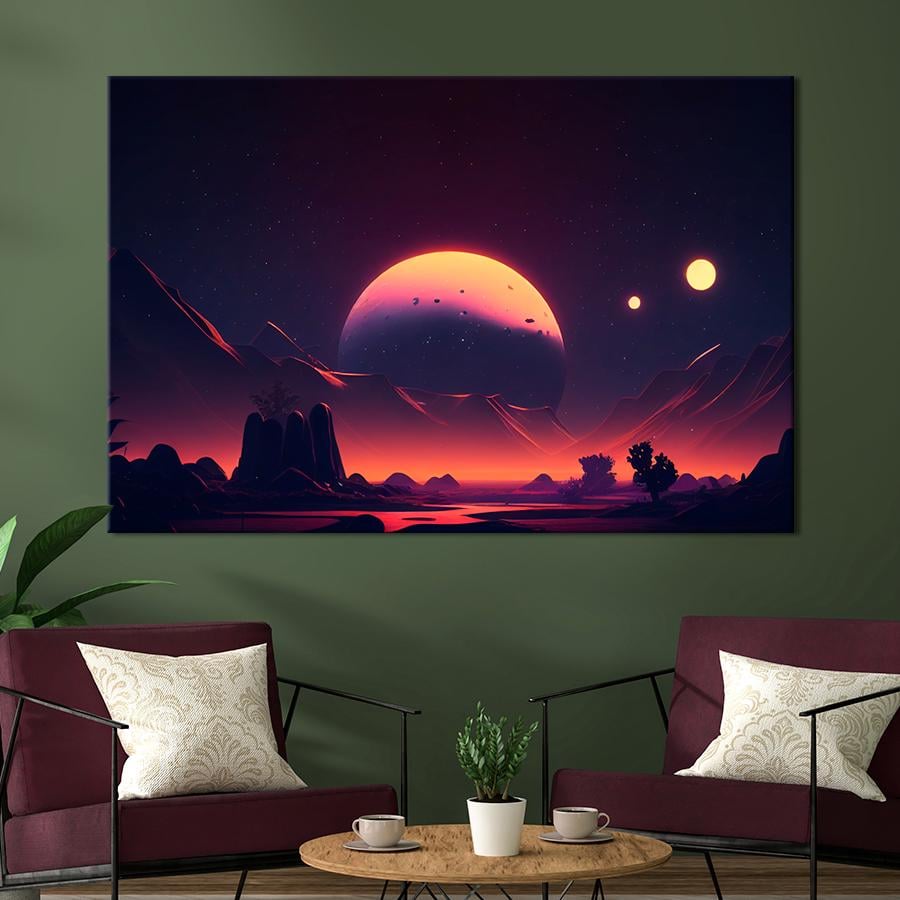Картина космос Далекая планета космосе 120x80 см (A1319-1)