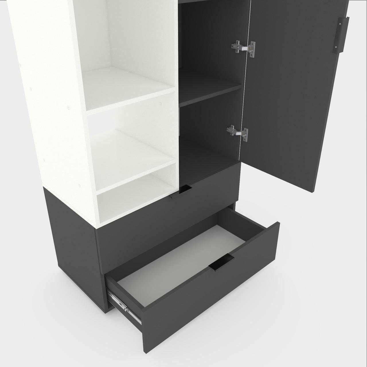 Шафа Metkas Home A001L ЛДСП 800x420x2300 мм Антрацитовий/Білий Сніг - фото 3 Шафа Metkas Home A001L ЛДСП 800x420x2300 мм Антрацитовий/Білий Сніг - фото 3