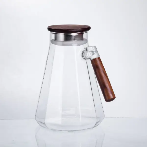 Кувшин стеклянный с бамбуковой крышкой 1,7 л Прозрачный - фото 3 Кувшин стеклянный с бамбуковой крышкой 1,7 л Прозрачный - фото 3
