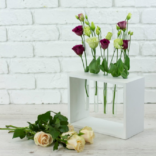 Ваза з 5 пробірками з натуральної деревини 185х200х120 мм Білий (26535515)