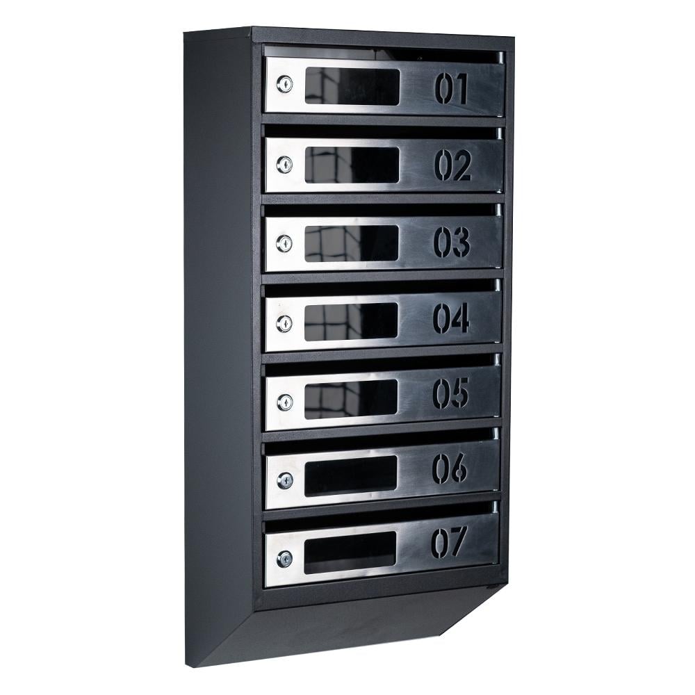 Ящик почтовый многосекционный ЯП07D Черный/Нержавеющая сталь (24061062)