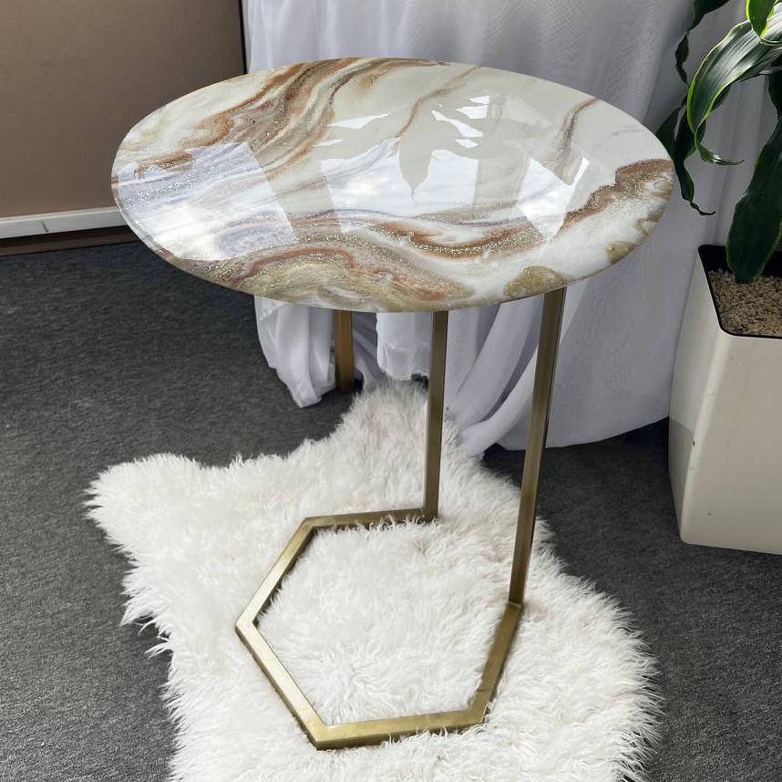 Столик журнальный круглый APOLLO-13 из эпоксидной смолы 50х50 см - фото 1 Столик журнальный круглый APOLLO-13 из эпоксидной смолы 50х50 см - фото 1