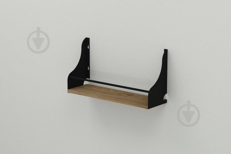 Полка настенная Ferrum-decor Изи 260x700x150 металл Черный ДСП Дуб Таверна 16 мм (IZI0048)