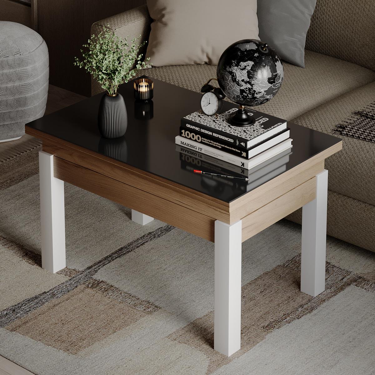 Журнальный стол трансформер B-Fly Glass 900x554x600 мм Дуб крафт золотой/Белые ножки/Графитовое стекло (GATB10121200112) Журнальный стол трансформер B-Fly Glass 900x554x600 мм Дуб крафт золотой/Белые ножки/Графитовое стекло (GATB10121200112)