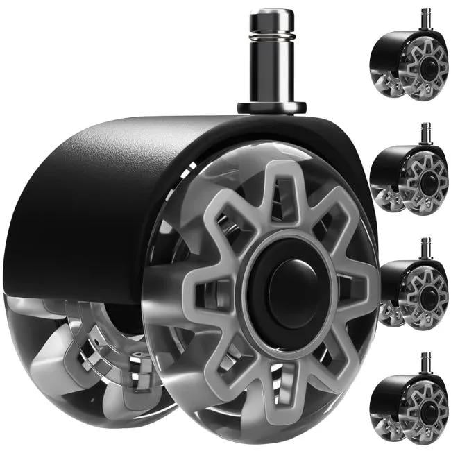Комплект роликов для офисного и геймерского кресла Ruhhy 25280 2,5" шток 11х22 мм 5 шт.