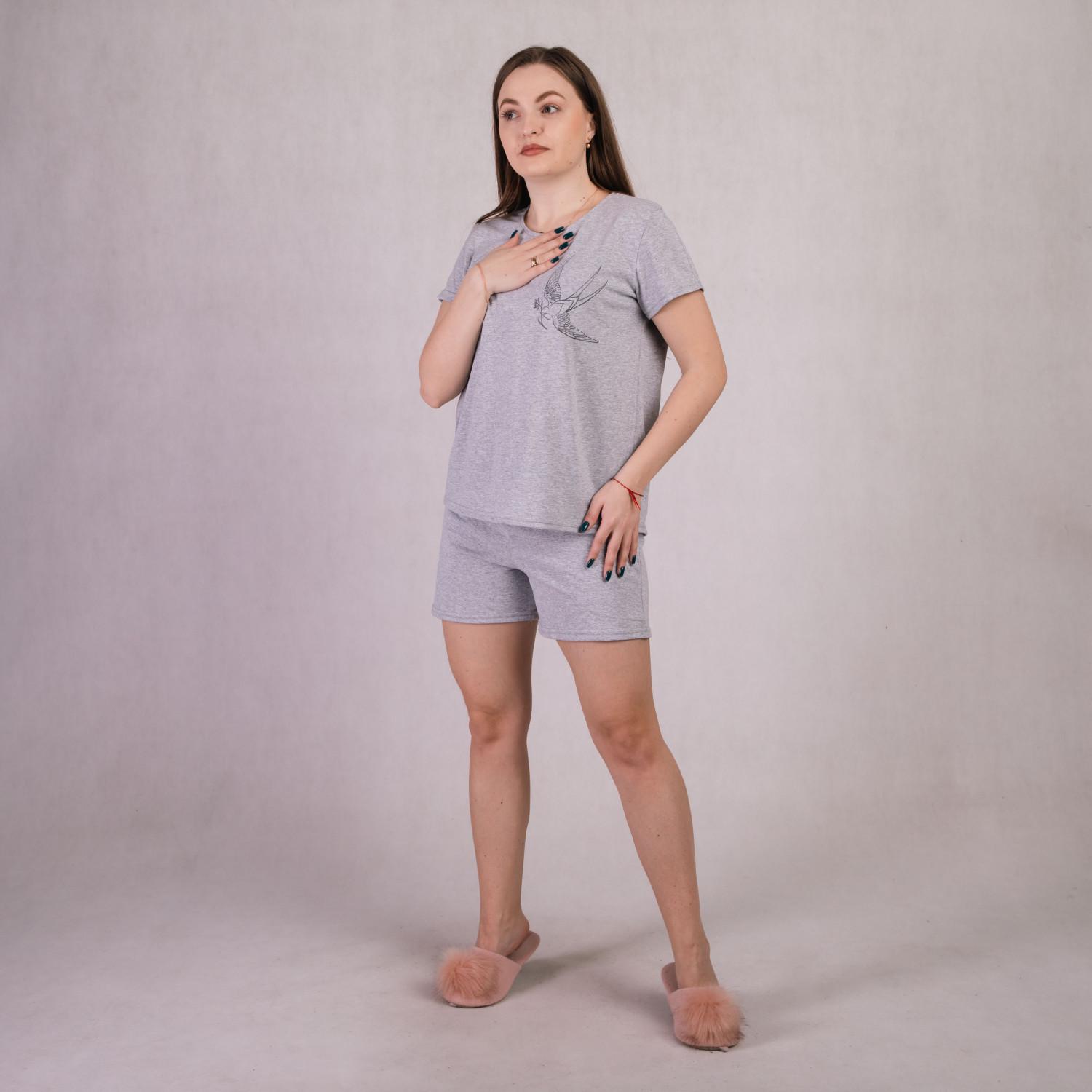 Пижама футболка с шортами трикотаж р. 58-60 Серый (TN-2126-3) - фото 3 Пижама футболка с шортами трикотаж р. 58-60 Серый (TN-2126-3) - фото 3