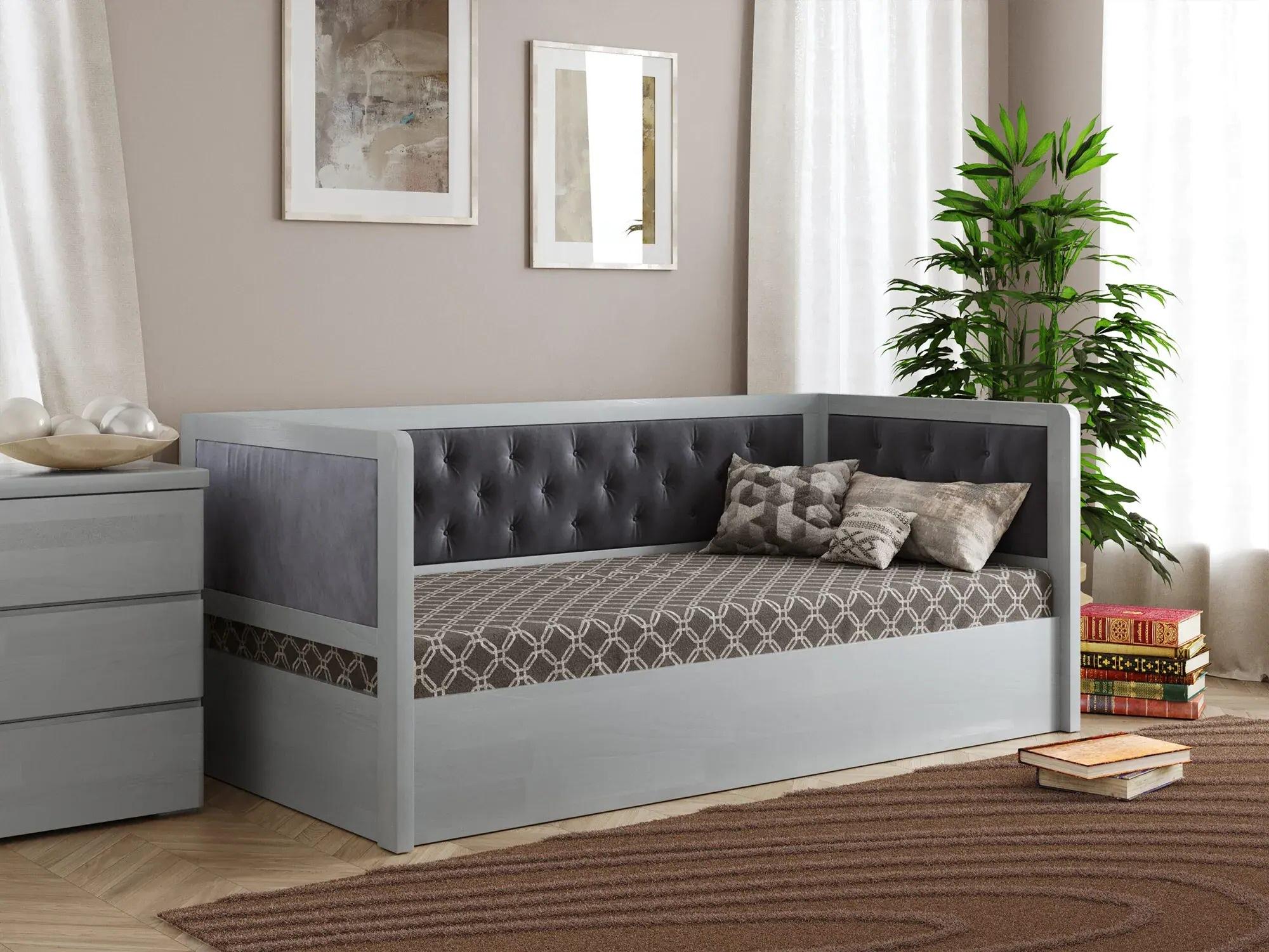 Кровать подростковая Arbor Drev Немо Люкс М с подъемным механизмом и ламелями сосна Лагуна 80х190 см Серый/Серый (51509)