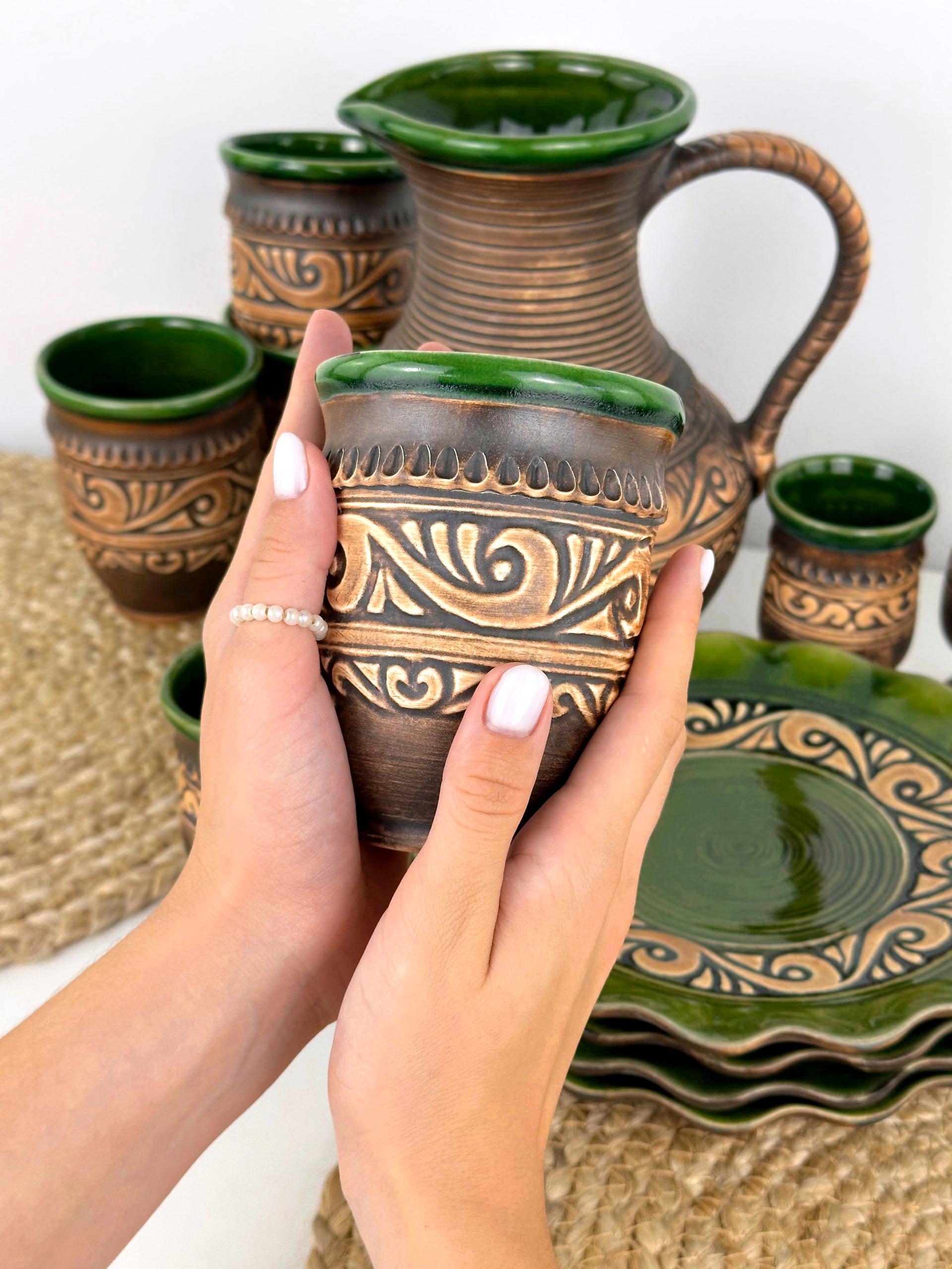 Набор глиняной посуды для сервировки стола на 4 человека Гражда Коричневый (17019-5) - фото 4 Набор глиняной посуды для сервировки стола на 4 человека Гражда Коричневый (17019-5) - фото 4