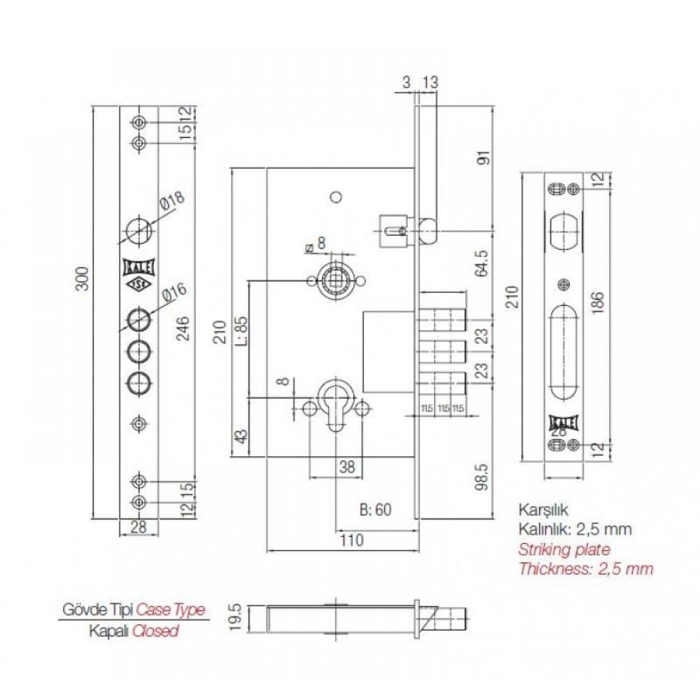 Замок Kale 252R бексет 60 мм (1-30170) - фото 2 Замок Kale 252R бексет 60 мм (1-30170) - фото 2