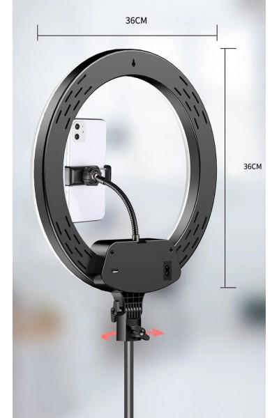 Лампа LED кольцевая AL-360 36 см 220 В 1 крепление для телефона + пульт (1255) - фото 4