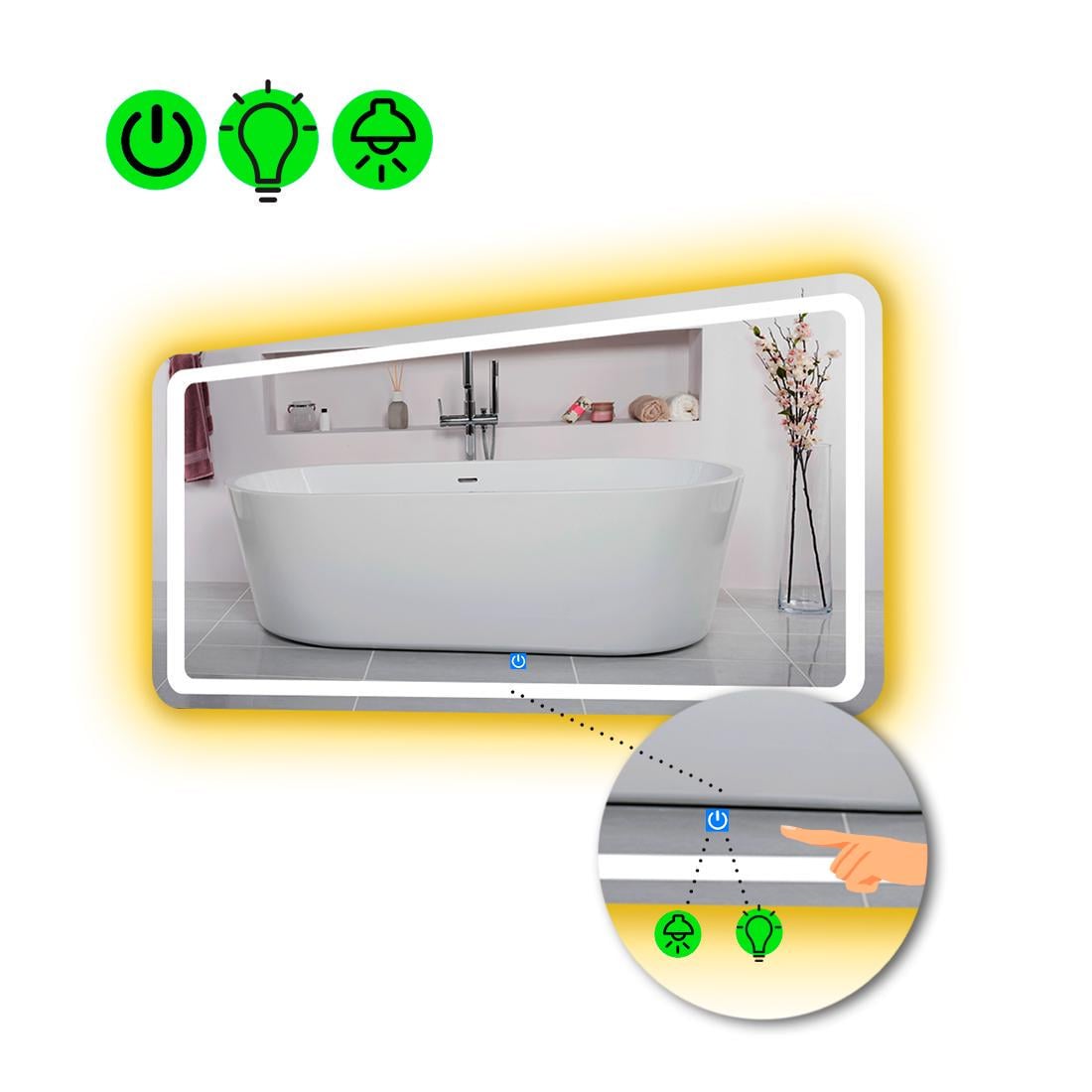 Зеркало с LED подсветкой Anvi с сенсорной кнопкой управления 80x70 см (8776111) Зеркало с LED подсветкой Anvi с сенсорной кнопкой управления 80x70 см (8776111)