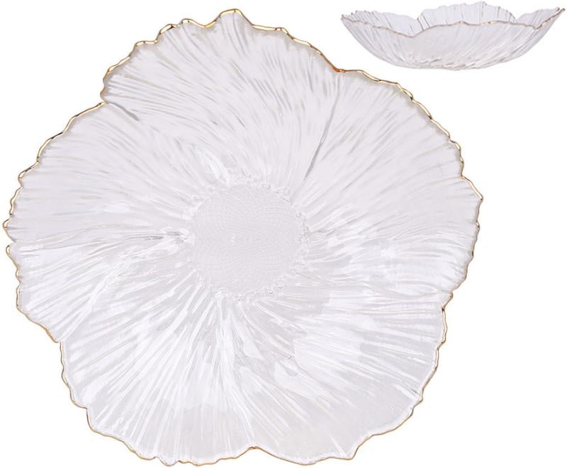 Набор 6 стеклянных салатников Flower 21 см с золотой каймой 0,5 л