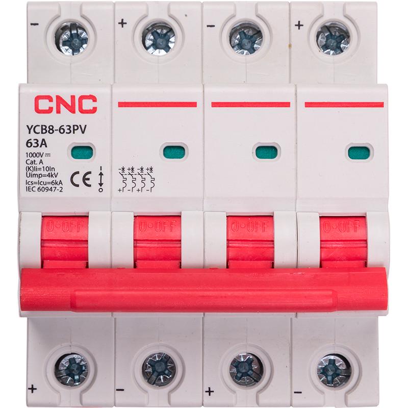 Выключатель миниатюрный постоянного тока CNC YCB8-63PV 4P C63 DC1000 6ka