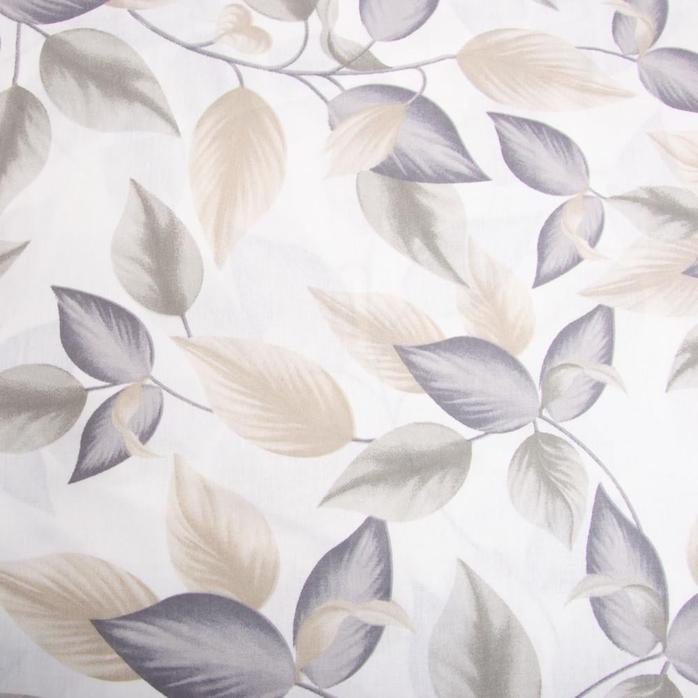 Ткань бязь ранфорс для постельного белья Листья 130 гр/м2 240 см Серый (10.29034/16)