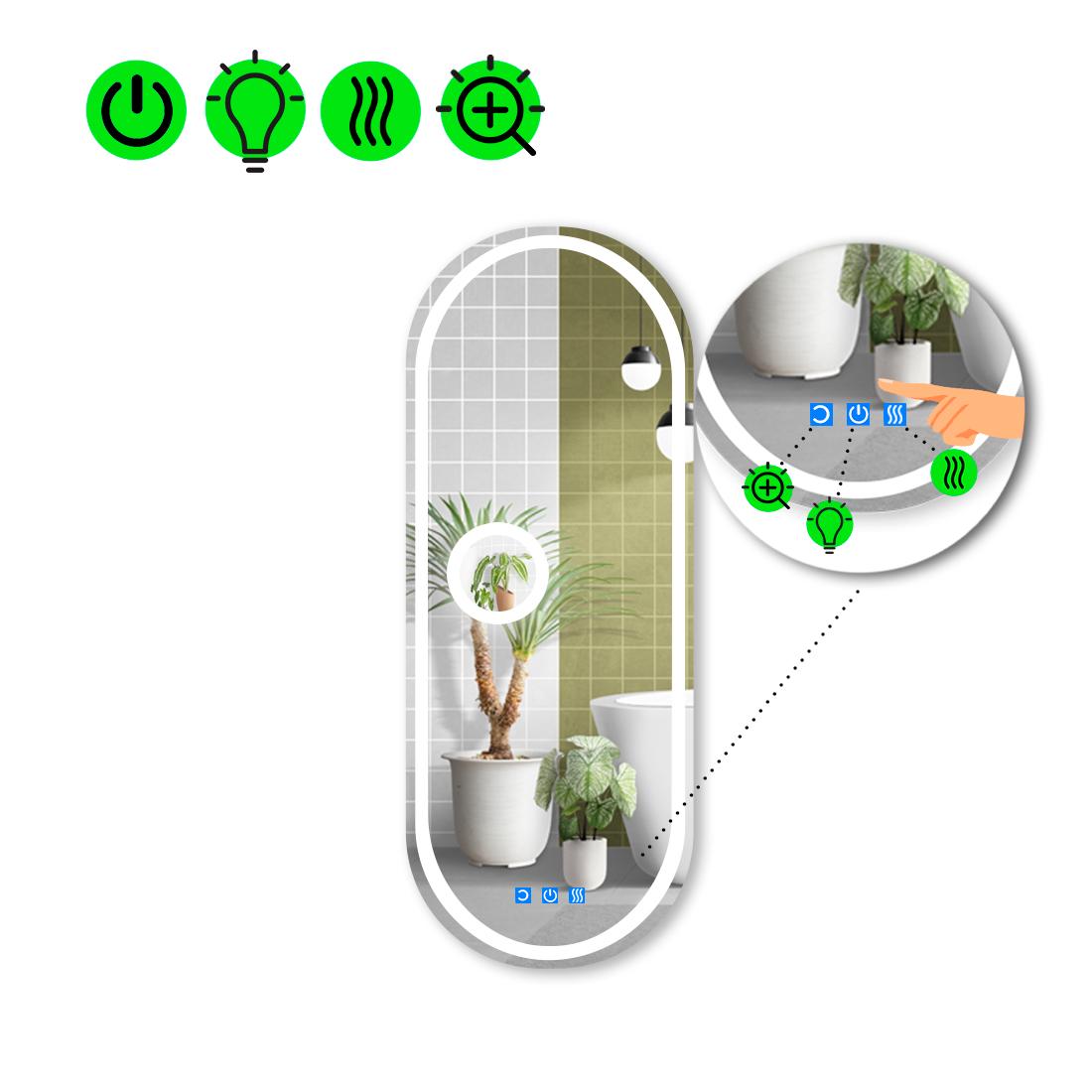Зеркало с LED подсветкой Portale 1 с тремя сенсорами 140x55 см
