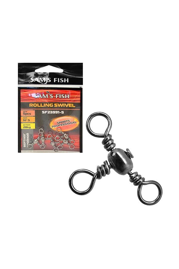 Вертлюг потрійний Sams Fish 30 кг 5 шт. Black (SF23991-4 )