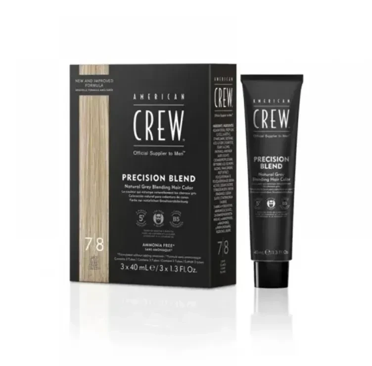 Крем-краска седины камуфляж American Crew Precision Blend Shades 7-8 для светлых волос 3 тюбика по 40 мл Blonde