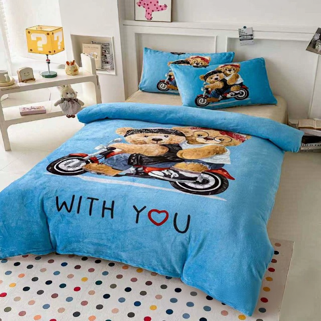 Комплект дитячої постільної білизни велюр полуторний 50x70 см Блакитний