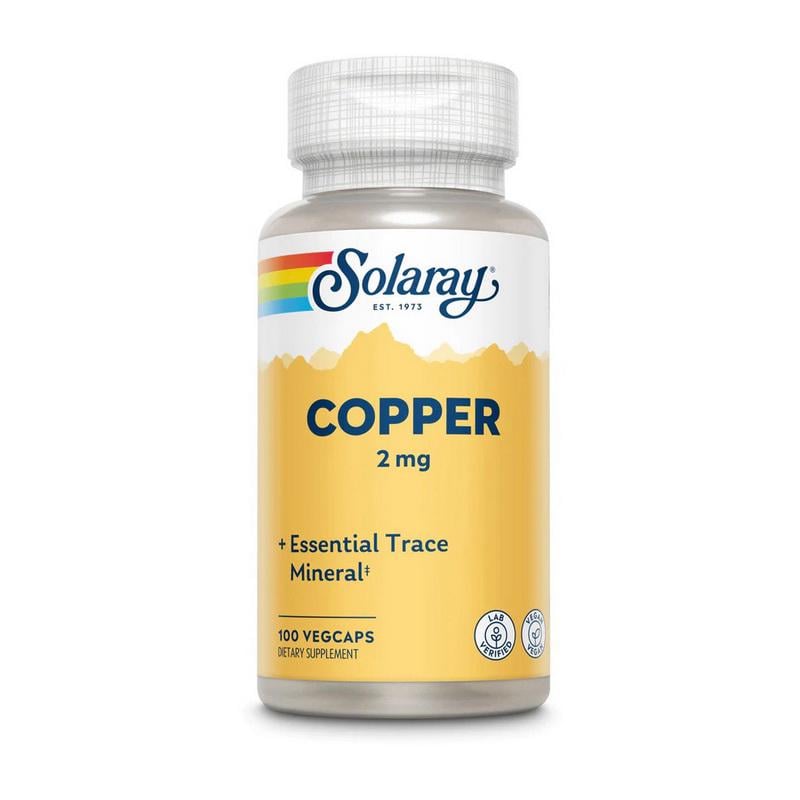 Мідь хелат Solaray Copper 2 mg 100 вег. капс.