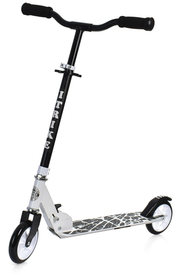 Самокат iTrike від 5 років двоколісний складний поліуретанові колеса унісекс Чорно-білий (DS-171-S-342)