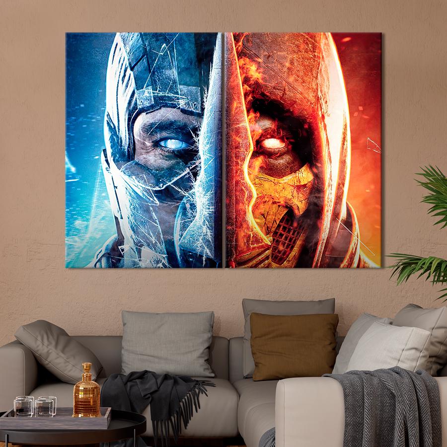 Настенний декор Mortal Kombat противостояние Скорпион и Саб-Зиро 111x81 см (A218-2)