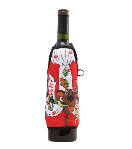 Одяг на пляшку фартух новорічний 20x15 см Різнокольоровий (181032/1)