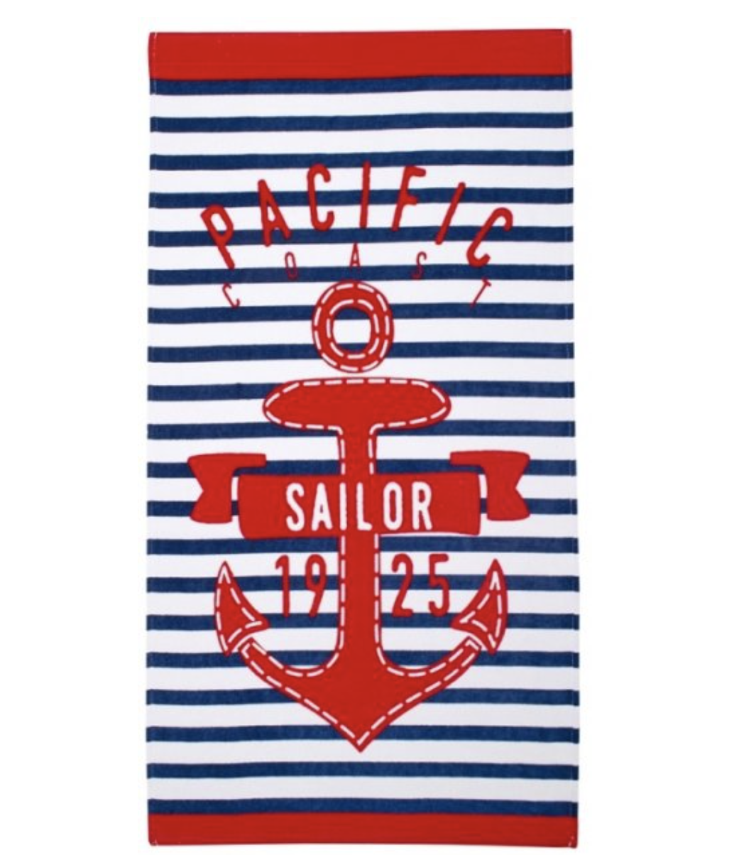Полотенце пляжное 70х140 якорь Красный