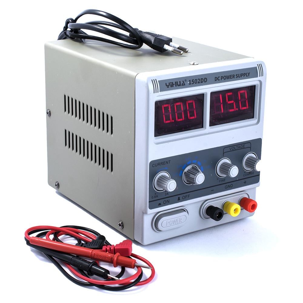 Лабораторный блок питания одноканальный YIHUA PS-1502DD 15 Вт/0-15 В/2А цифровой Белый (168-31-128-456)