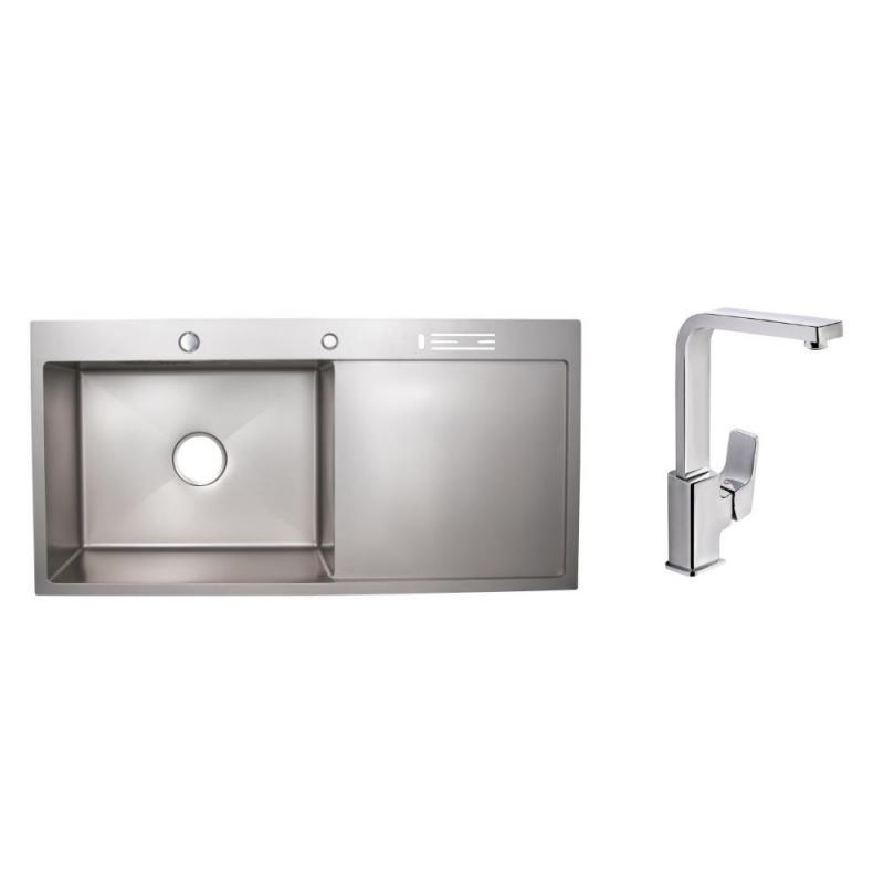 Мойка для кухни со смесителем Lidz Namesti 2в1 QTNAM9025102FC/LIDZLH10050BBRU3010 (45610)