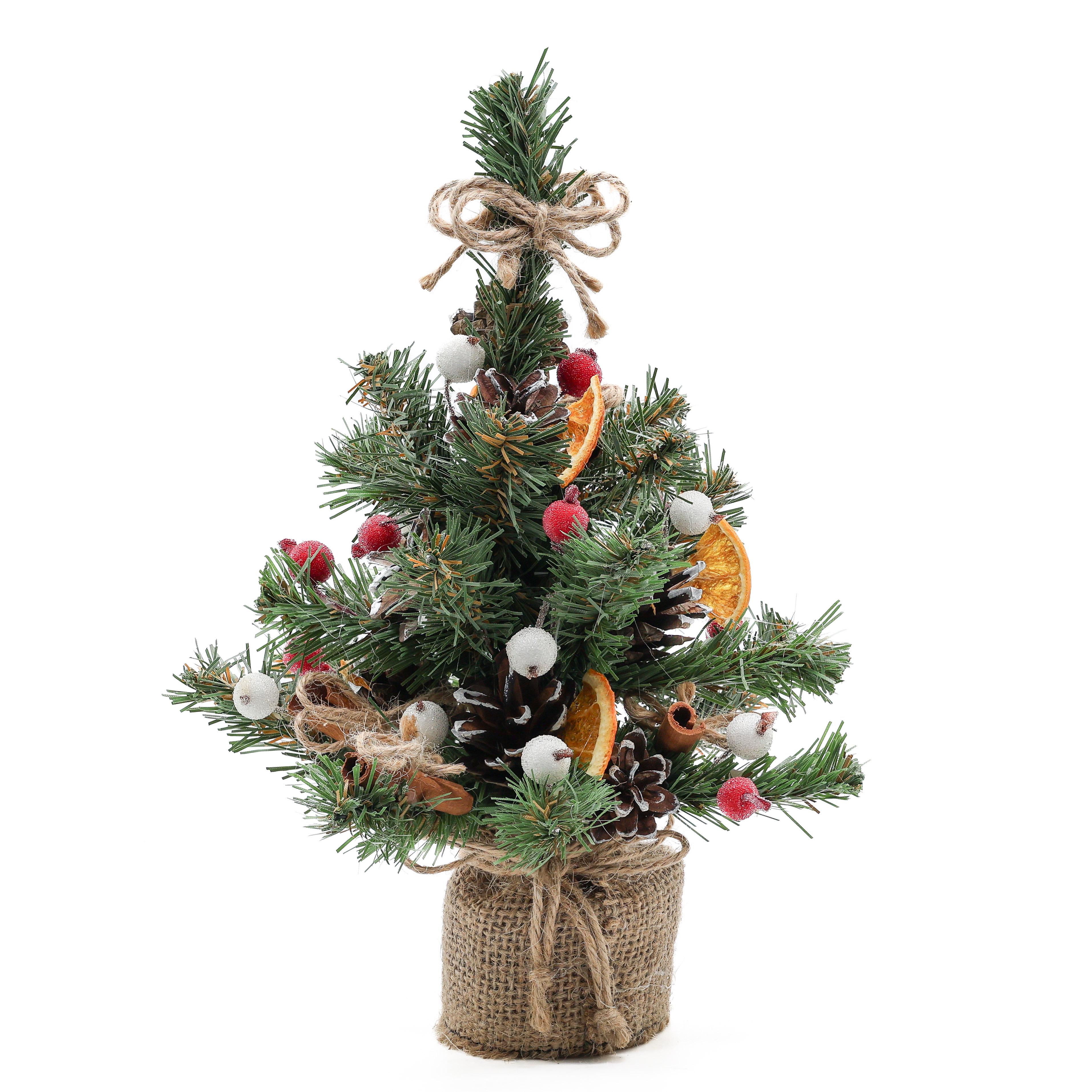 Рождественская декоративная елка GALA DECOR из шишек, ягод и корицы на подставке 25 см