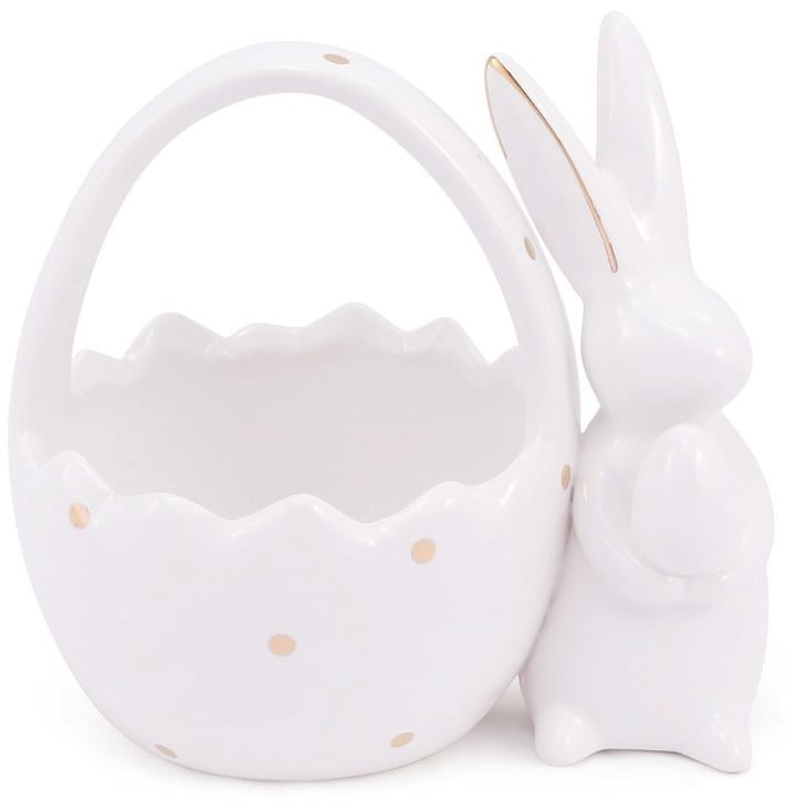 Конфетница Умный Кролик 15,5х12х15 см керамическая с фигуркой кролика Золотой горошек (BD-733-210)