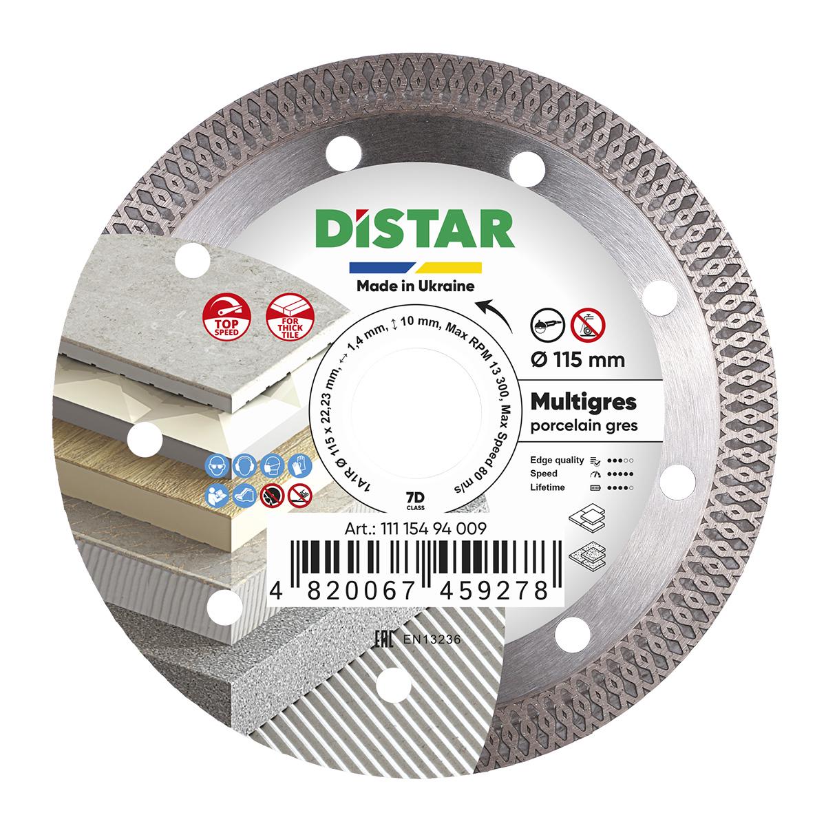 Диск алмазный Distar Multigres 1A1R 115x1,6/1,0x10x22,23 мм (11115494009)