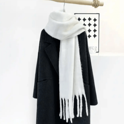 Шарф объемный женский на зиму Белый