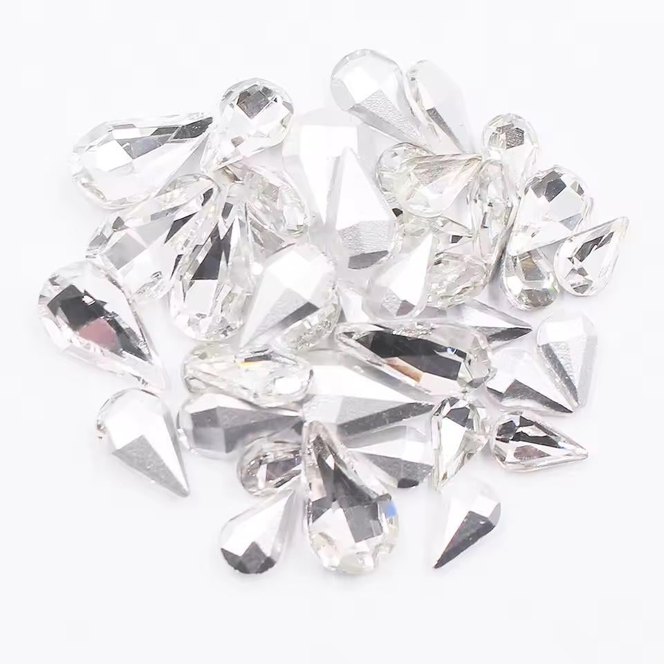 Стразы декоративные Капля акриловая холодной фиксации 100 шт. Белый