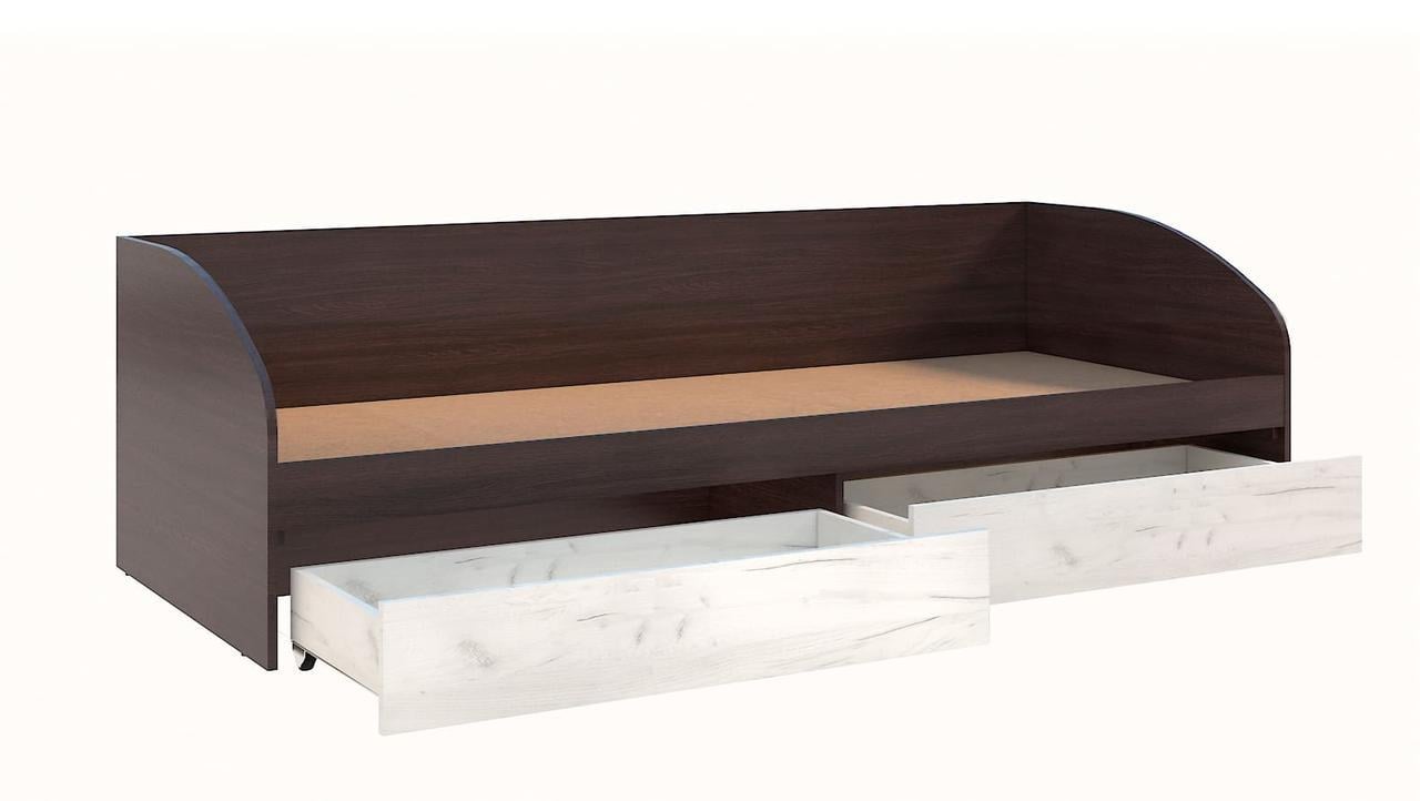 Кровать-софа односпальная Мастер Форм Брайт с 2 ящиками 80х200 см Венге магия/Дуб крафт белый (23088621)