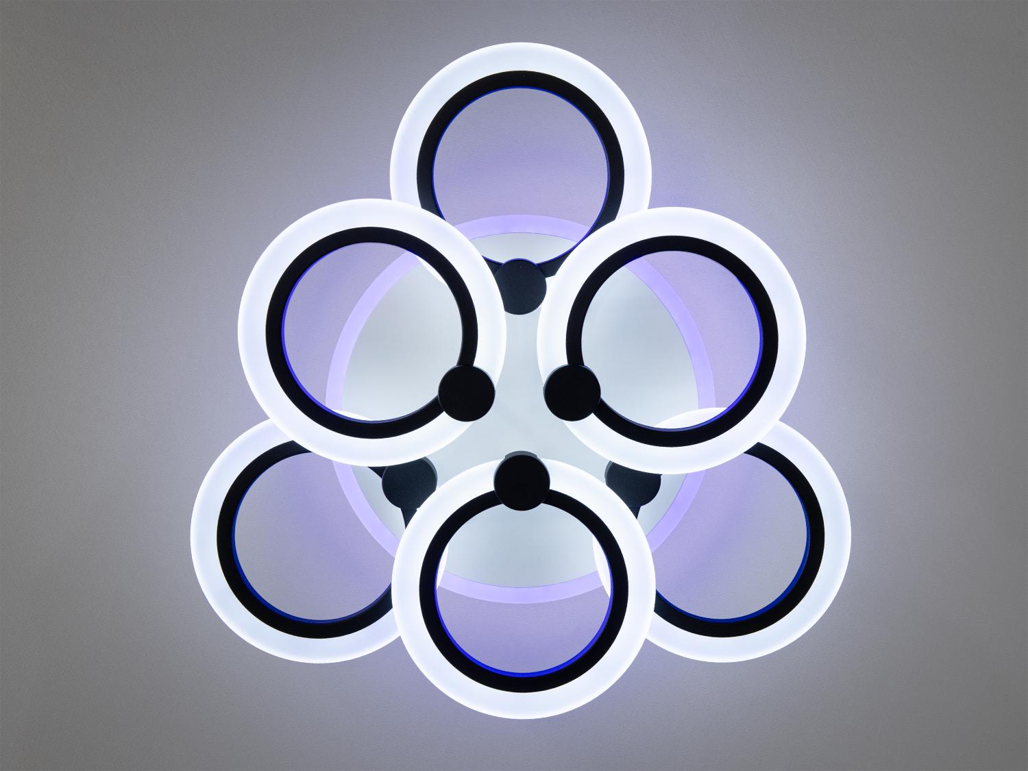 Люстра акриловая для кухни в стиле хай-тек с подсветкой A8022-3+3BK-LS 72W на 11 м2 Черный (1750082704) - фото 1