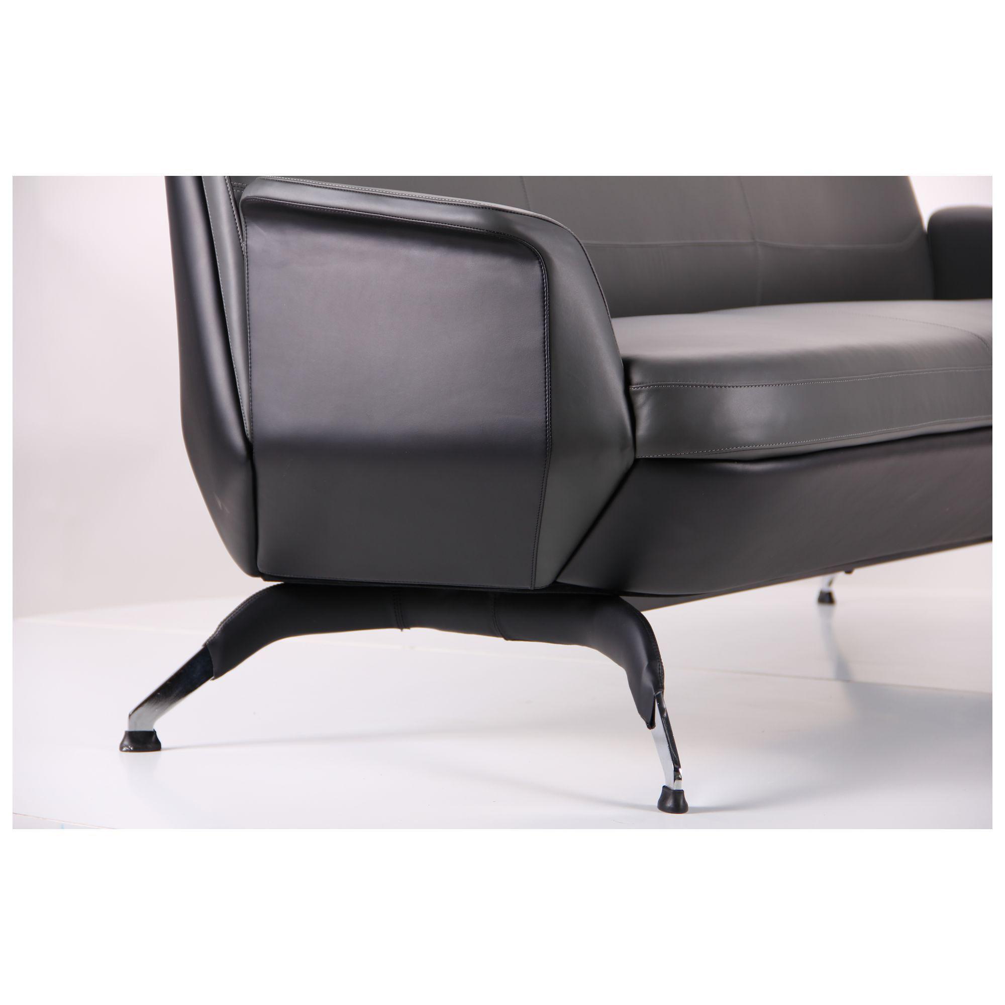 Диван AMF Absolute Grey/Black в офис/квартиру 780х1840х730 сталь/кожа Хром/Серый - фото 7 Диван AMF Absolute Grey/Black в офис/квартиру 780х1840х730 сталь/кожа Хром/Серый - фото 7