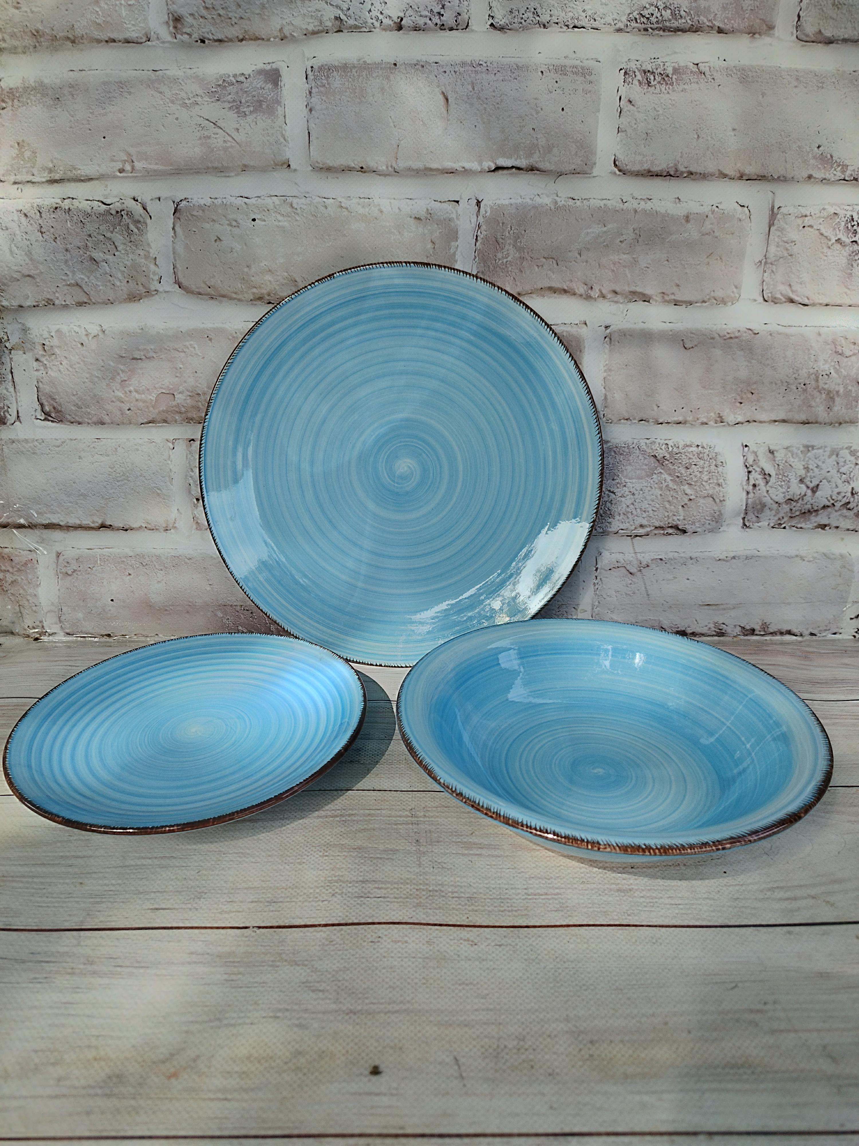 Столовый керамический сервиз Domenik Laguna 12 предметов Голубой