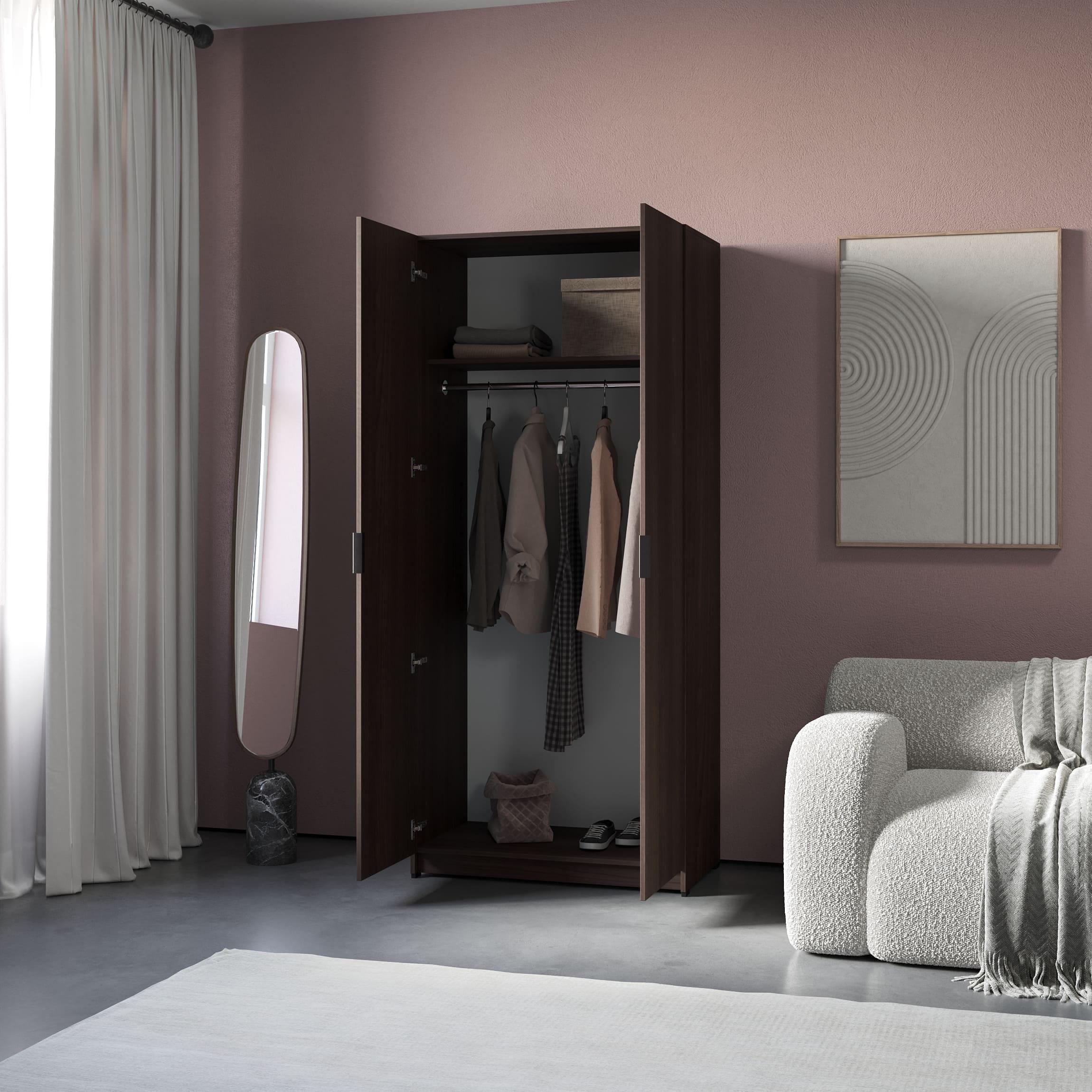 Шафа розстібна зі штангою та полицею 205,5х90х50 см Венге (380898)